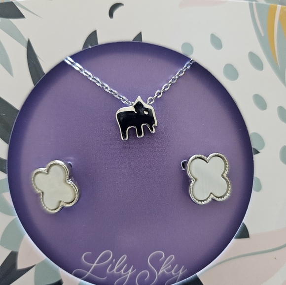 Brand NEW! Lily Sky Silver Karma Necklace & Earrings Set NWOT - Picture 2 of 4